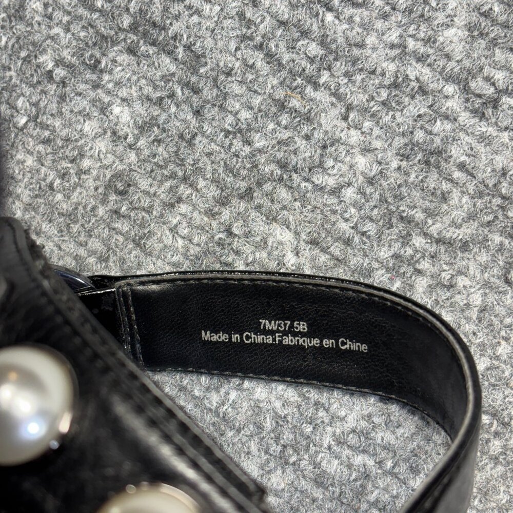 Karl Lagerfeld Womens Black Platform Espadrille Sandals Pearl Ankle Strap 7M - Picture 4 of 13